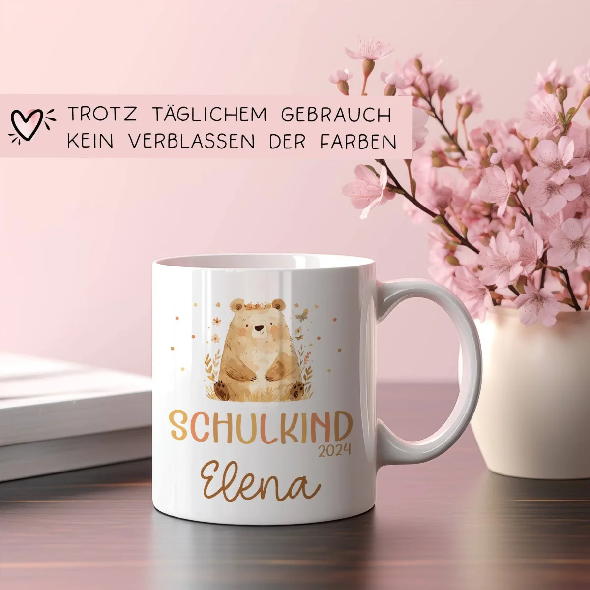 Schulkind 2024 Bär Kindertasse Name Kakao Tasse Kind Kindergeschirr personalisiert Kinder Geschenk Geburtstagsgeschenk – Bild 4