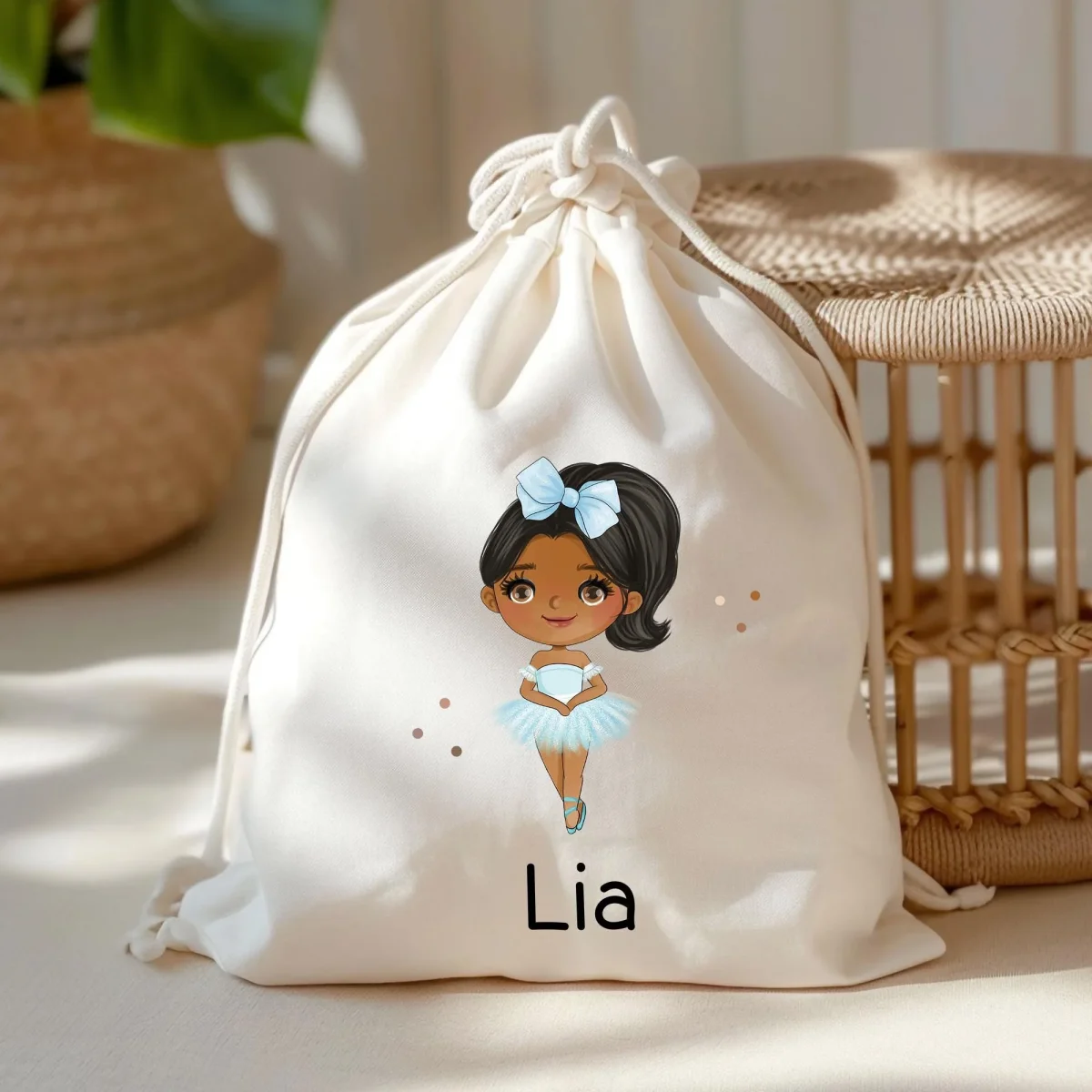 Turnbeutel Ballerina Personalisiert mit Namen Tasche als Sportbeutel, Kindergarten, Wäschebeutel Mädchen Blond Braun Schwarz Weihnachten – Bild 9