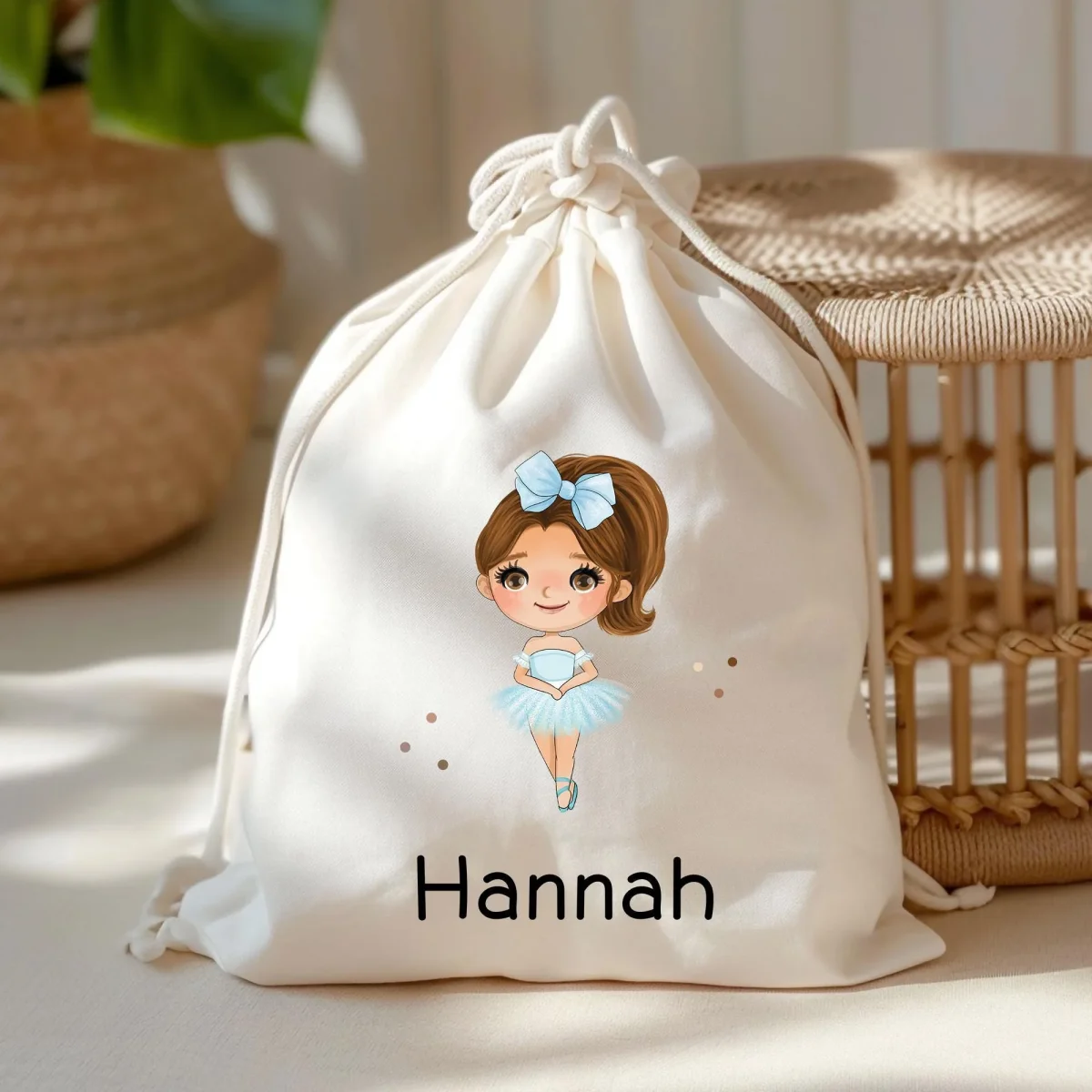 Turnbeutel Ballerina Personalisiert mit Namen Tasche als Sportbeutel, Kindergarten, Wäschebeutel Mädchen Blond Braun Schwarz Weihnachten – Bild 2